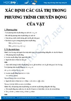 Phương pháp giải và các bài tập Xác định các giá trị trong phương trình chuyển động của vật