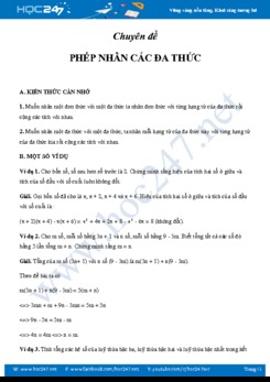 Một số bài tập phép nhân các đa thức Toán 8 năm 2019