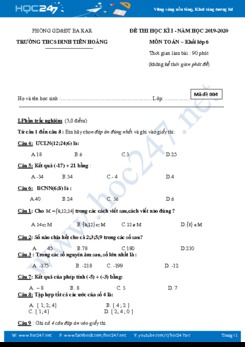 Đề thi HK1 môn Toán 6 năm 2019 Trường THCS Đinh Tiên Hoàng