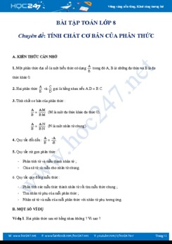 Một số bài tập về Tính chất của phân thức môn Toán 8 năm 2019