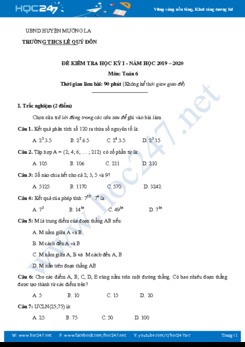 Đề thi HK1 môn Toán 6 năm 2019 Trường THCS Lê Quý Đôn có đáp án