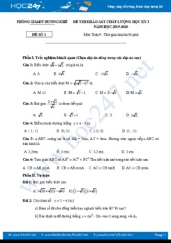 2 Đề thi HK1 môn Toán 9 năm 2019 Phòng GD&ĐT Hương Khê