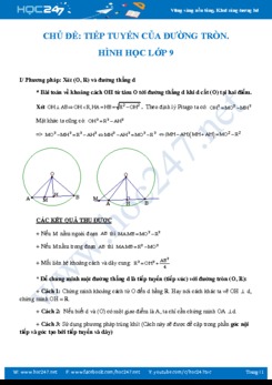 Một số bài tập về tiếp tuyến của đường tròn Toán 9 năm 2019