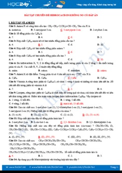 Bài tập chuyên đề Hidrocacbon không no có đáp án môn Hóa 11 năm học 2019-2020