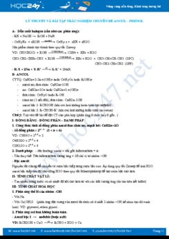 Lý thuyết và bài tập trắc nghiệm chuyên đề Ancol - Phenol môn Hóa học 11 năm 2019-2020