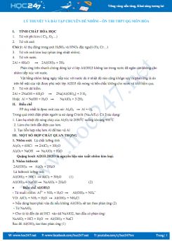 Lý thuyết và bài tập chuyên đề Nhôm - Ôn thi THPT QG môn Hóa năm học 2019-2020
