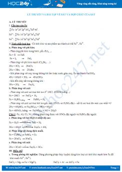Lý thuyết và bài tập về sắt và hợp chất của sắt môn Hóa học 12 năm 2019-2020