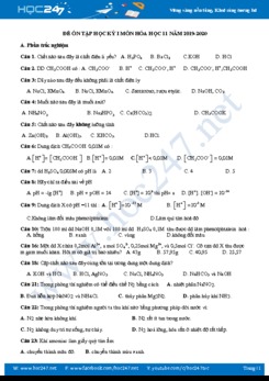 Đề ôn tập HK1 môn Hóa học 11 năm 2019-2020