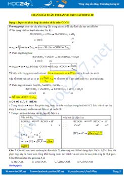 2 Dạng bài toán cơ bản về axit cacboxylic môn Hóa học 12 năm 2019-2020