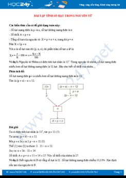 Bài tập tính số hạt trong nguyên tử môn Hóa học 10 năm 2019-2020