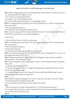 40 Bài tập nâng cao môn Hóa học 8 năm 2019-2020