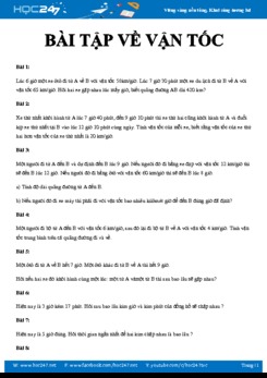 Các bài tập tự luyện về Vận tốc dành cho học sinh lớp 8 năm học 2019-2020