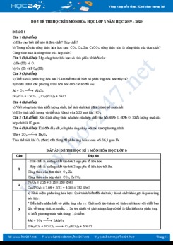 Bộ 5 đề thi HK1 có đáp án môn Hóa học 8 năm 2019-2020