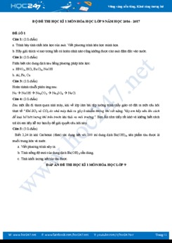 Bộ đề thi HK1 môn Hóa học 9 có đáp án năm 2019-2020