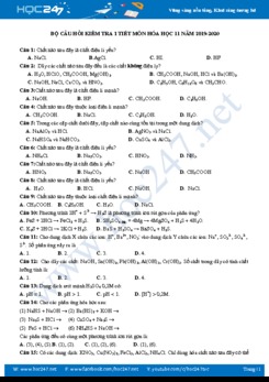 Bộ câu hỏi kiểm tra 1 tiết môn Hóa học 11 năm 2019-2020