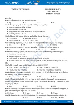 Bộ đề thi HK1 môn Hóa học 11 năm 2019-2020 Trường THPT Liễn Sơn