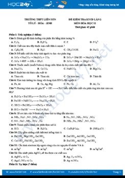 Đề kiểm tra KSCĐ lần 2 môn Hóa học 11 năm 2019-2020 Trường ThPT Liễn Sơn
