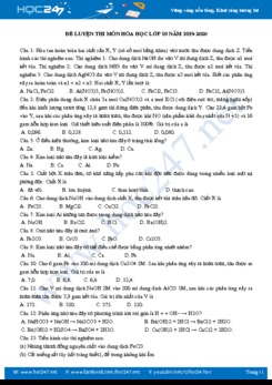 Đề luyện thi môn Hóa học 10 năm 2019-2020