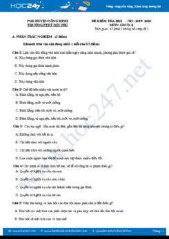 Đề thi HK1 môn GDCD 8 năm học 2019 - 2020 có đáp án PGD Sông Hinh