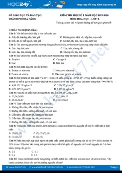 Đề kiểm tra HK1 môn Hóa học 8 năm 2019-2020 Sở GD&ĐT Đà Nẵng