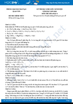 Đề thi HSG môn Hóa học 8 năm 2019-2020 Phòng GD&ĐT Quan Sơn