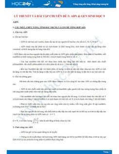 Lý thuyết và bài tập chuyên đề 3 - ADN & GEN Sinh học 9
