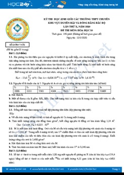 Đề thi HSG có đáp án môn Hóa học 10 năm 2019-2020 Hội các trường THPT Chuyên