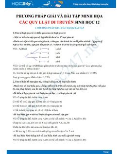 Phương pháp giải và bài tập minh họa Các quy luật di truyền Sinh học 12