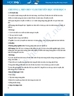 Tổng ôn lý thuyết trọng tâm Chương 1. Menden và di truyền học Sinh học 9