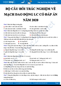 Bộ câu hỏi trắc nghiệm về Mạch dao động LC có đáp án môn Vật lý 12 năm 2020