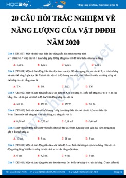 20 câu hỏi trắc nghiệm về năng lượng của vật DĐĐH môn Vật lý 12 năm 2020