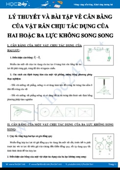 Lý thuyết và bài tập về Cân bằng của vật rắn chịu tác dụng của hai hoặc ba lực không song song
