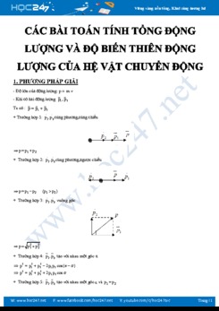 Các bài toán tính tổng động lượng và độ biến thiên động lượng của hệ vật chuyển động năm 2020