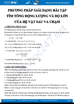 Phương pháp giải dạng bài tập tìm tổng động lượng và độ lớn của hệ vật sau va chạm