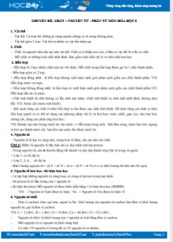 Chuyên đề chất, nguyên tử, phân tử môn Hóa học 8 năm 2019-2020