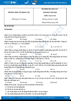 Đề thi HK1 môn Vật lý 10 năm học 2019-2020 trường THPT Lê Trọng Tấn có giải chi tiết