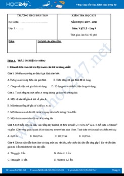 Hướng dẫn giải Đề kiểm tra HK1 môn Vật lý 9 năm học 2019-2020 trường THCS Duy Tân