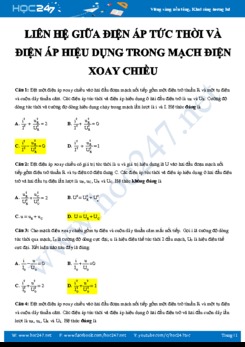 Liên hệ giữa điện áp tức thời và điện áp hiệu dụng trong Mạch điện xoay chiều