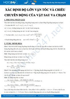 Xác định độ lớn vận tốc và chiều chuyển động của vật sau va chạm môn Vật lý 10