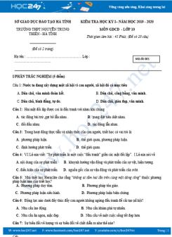 Đề thi HK1 môn GDCD 10 năm học 2019 - 2020 có đáp án Trường THPT Nguyễn Trung Thiên
