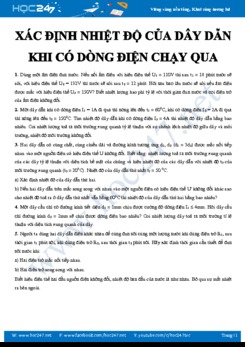 Dạng bài tập Xác định nhiệt độ của dây dẫn khi có dòng điện chạy qua môn Vật lý 9