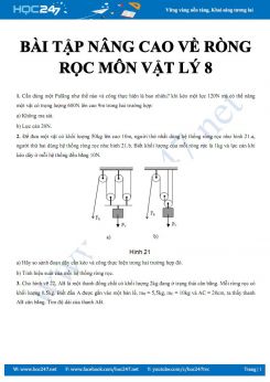Bài tập nâng cao về Ròng rọc môn Vật lý 8 có giải chi tiết năm 2020