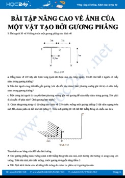 Các bài tập nâng cao về Ảnh của một vật tạo bởi gương phẳng môn Vật lý 9 năm 2020