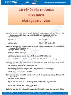 16 bài tập Chương 1 Hình học 8 năm 2019