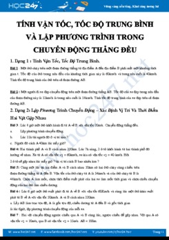 Tổng hợp bài tập Tính vận tốc, tốc độ trung bình và lập phương trình trong chuyển động thẳng đều