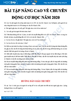 Bài tập nâng cao về Chuyển động cơ học môn Vật lý 8 có lời giải chi tiết năm 2020