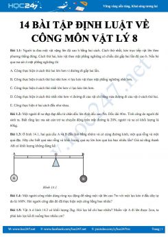 14 bài tập ôn tập chủ đề Định luật về công môn Vật lý 8 năm 2020