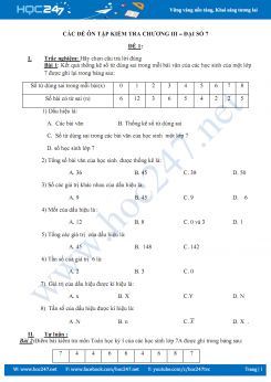 Một số đề kiểm tra 1 tiết Chương 3 Đại số 7 năm 2019-2020
