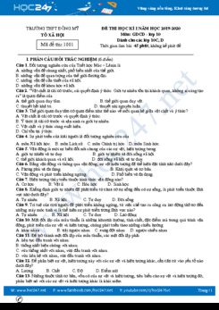 Đề thi HK1 môn GDCD 10 năm học 2019 - 2020 có đáp án Trường THPT Đông Mỹ