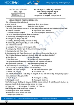 Đề thi HK1 môn GDCD 11 năm học 2019 - 2020 có đáp án Trường THPT Đông Mỹ